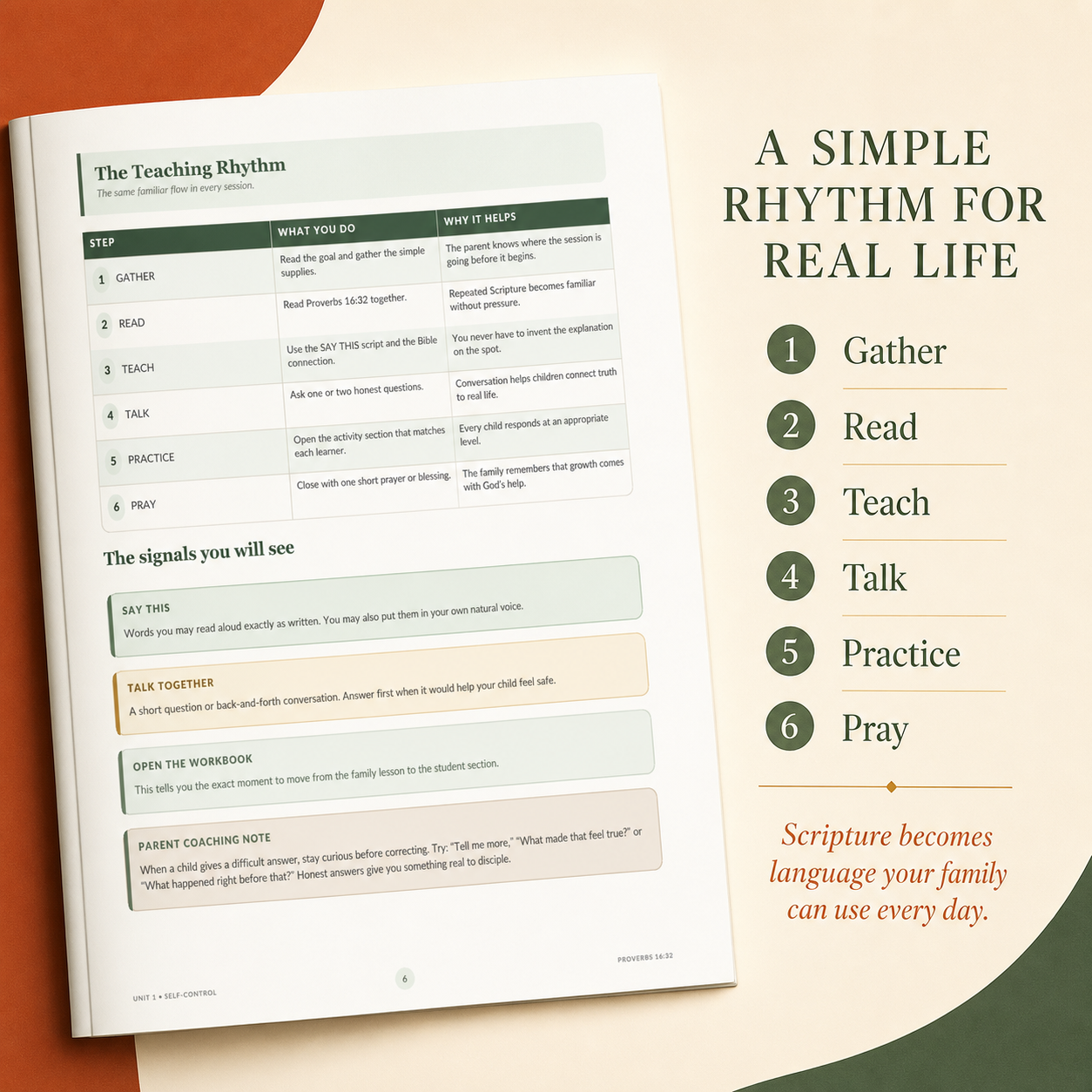 Self-Control family teaching rhythm look inside